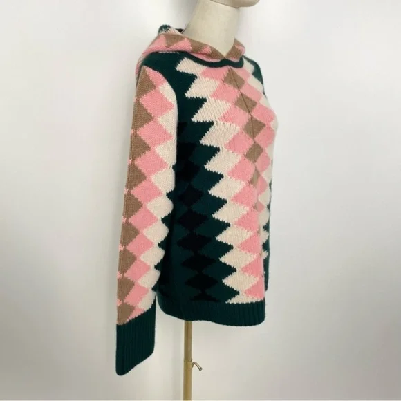 KHAITE The Elodie Cashmere Hoodie Sweater In Zig Zag HAILEY BIEBER